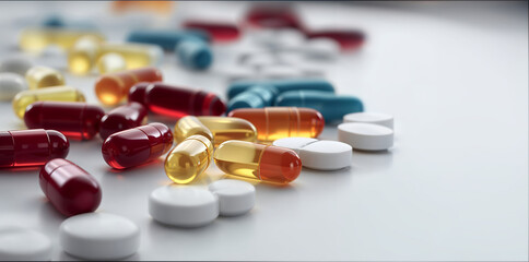 Assorted Medicine Capsules and White Tablets - Pharmaceutical Pills and Supplements