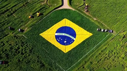 Top-Down Shot of a Flag on a Parade Ground	
