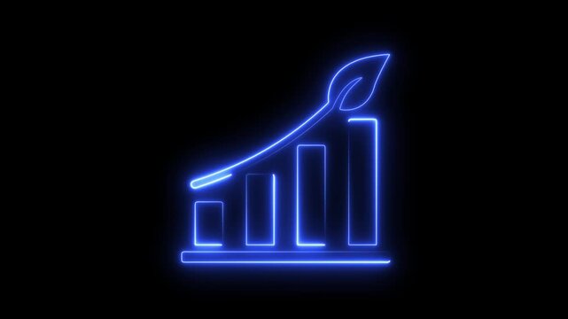 Neon line Future business growth potential. Abstract business growth and graph chart icon animation. tree leaf icon up arrow concept. 