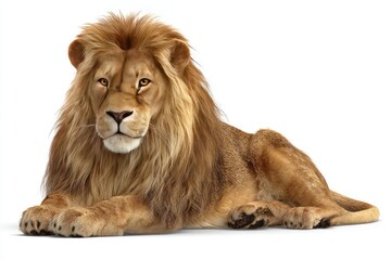 Obraz premium Lion lying, golden fur, alert gaze