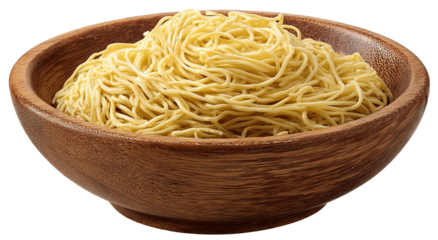Bowl of Raw Egg Noodles Isolated on Transparent Background