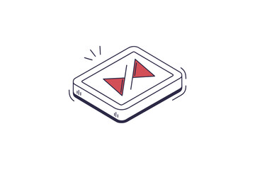 Media control icon flat color rewind button with control