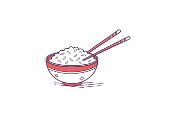 Rice bowl icon with chopsticks food symbol for menu