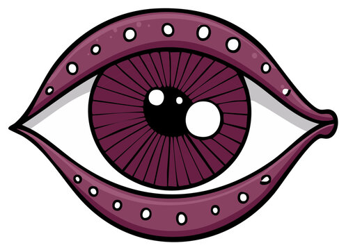 Mystical purple eye illustration with decorative abstract details