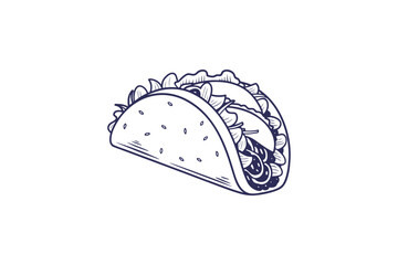 Taco meal icon hard shell mexican snack food symbol