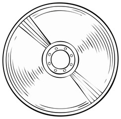 Retro compact disc line art illustration for music, data storage, and digital media