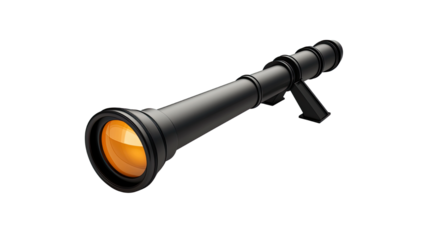 Black telescope 3D render astronomy tool icon isolated on white background