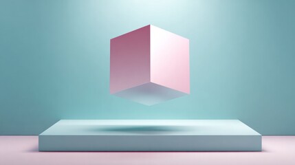 Fototapeta premium Abstract geometric cube display platform