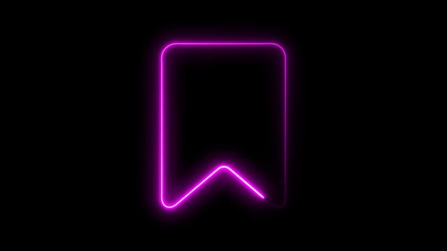 Glowing neon line bookmark save icon animation. representing saved pages, reading list, favorites, quick access, marked items, and modern digital interface navigation tool design 
