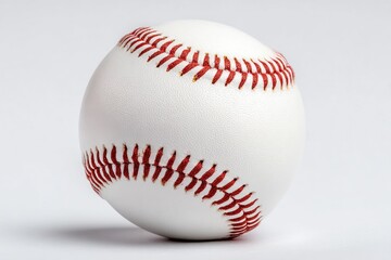 Close-up of a white baseball with red stitching