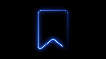 Glowing neon line bookmark save icon animation. representing saved pages, reading list, favorites, quick access, marked items, and modern digital interface navigation tool design 
