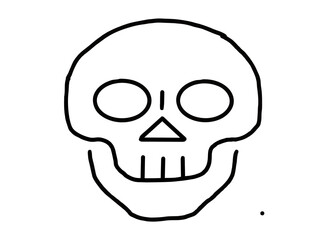 Hand-drawn skull doodle, cartoon skeleton head outline vector, Abstract human skull icon, spooky skeleton face sketch design