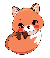 Hand Drawn Cute Fox Cartoon Illustration Vector