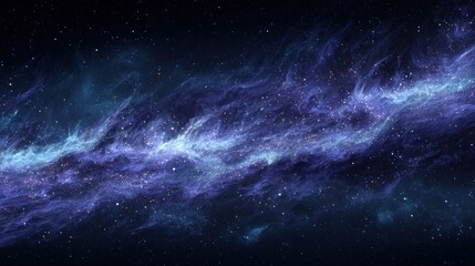 Fototapeta premium Ethereal, swirling nebula with bright lights amidst shades of blue, purple, and dark space, evoking a cosmic dreamscape