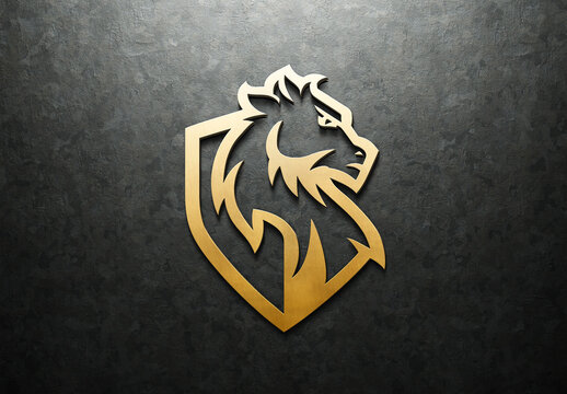 Brushed Gold Logo Mockup On Textured Metal