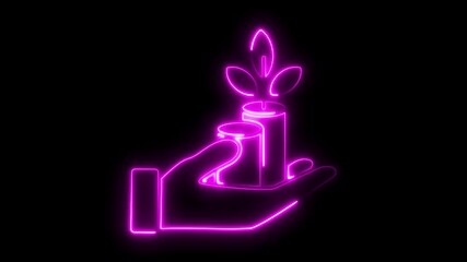 Glowing leaf plant on hand animation symbolizes environmental growth, care, and sustainability. Ideal for eco-awareness, green energy, or nature-themed videos, organic content.