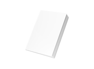 Floating white book on transparent background. Isolated blank book cover mockup 3D rendering