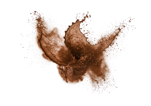 Dynamic splash of brown liquid, showcasing fluid motion, isolated on white background