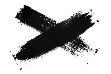 Brush strokes forming an X shape isolated on a transparent background cross paint