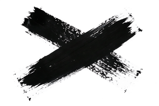 Brush strokes forming an X shape isolated on a transparent background cross paint