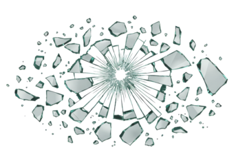 Abstract shattered glass pattern with a radial burst effect, ideal for backgrounds, isolated on white background