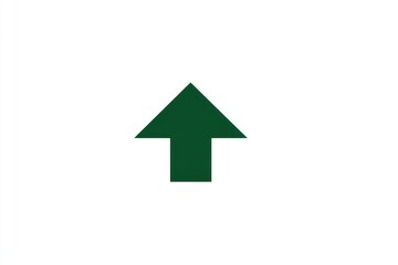 Upward-pointing dark green arrow on white. Simple directional symbol for navigation, progress, or indication