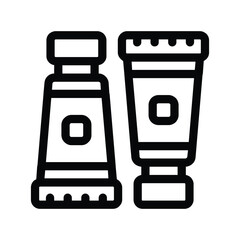 Two stylized tubes with a square design and geometric features. Editable stroke. Vector illustration