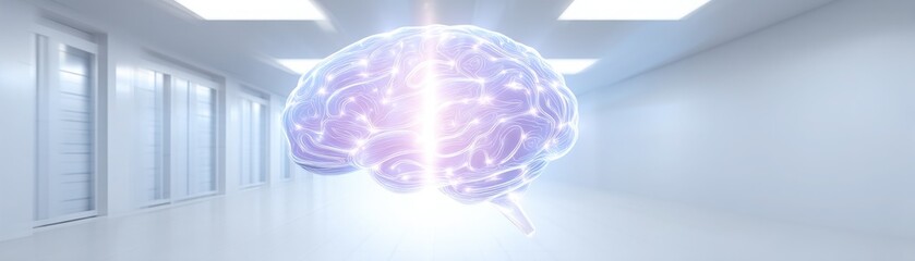 Futuristic Brain Concept in Modern White Room