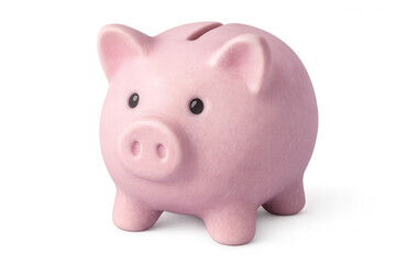 Pink piggy bank symbolizing savings and investments, set against a transparent background, emphasizing financial security and growth