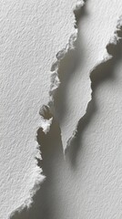 Close-Up of Torn White Paper Texture on Surface