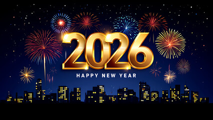 Celebrate the dawn of 2026 with dazzling fireworks over a vibrant city skyline, ushering in a year of excitement and new beginnings.