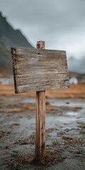 Rustic Wooden Sign Post In Autumn Landscape
