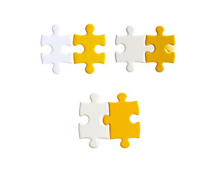 Colorful 3D puzzle pieces on white background