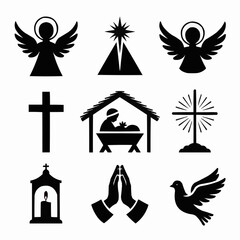 Christian Religious Icons: Symbolic representations of faith, depicting classic symbols of Christianity in elegant simplicity and grace, serving as emblems of peace and spirituality.