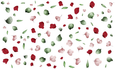 Watercolor Rose Petal Seamless Pattern Background
