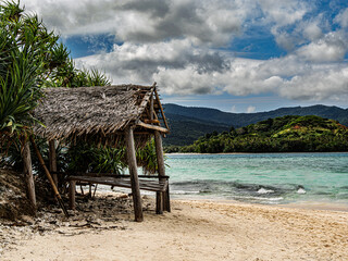  Leaning Beach Hut With Islands Behind