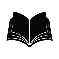 Open Book Icon Black Silhouette Simple Education Knowledge Symbol