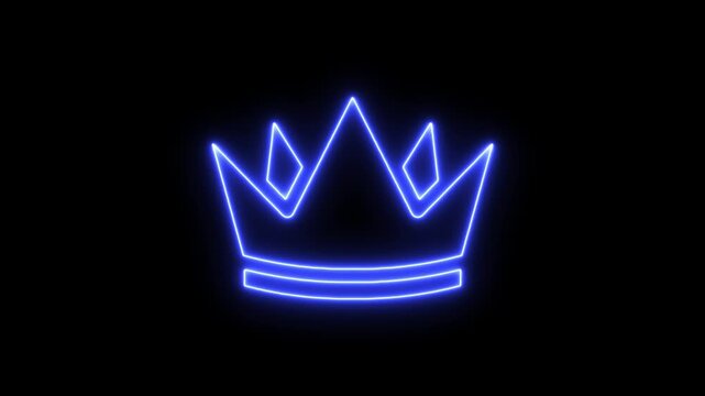 Neon line Blank vip crown backdrop with golden frame. Copy space for casino royal or grand hotel logo king queen crown icon neon logo icon luxury 4k

