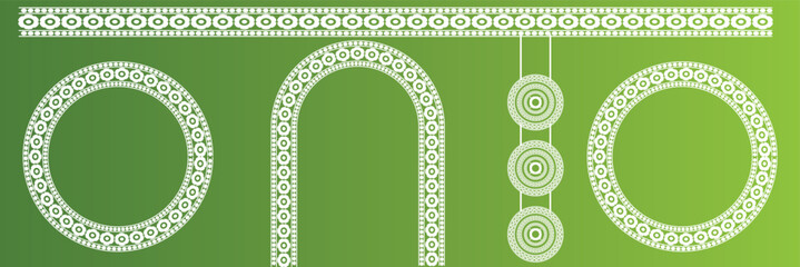 Decorative festive background with mandala and frames. Durga Puja Festival Banner Design Template with mandala hanging ornaments and ornate circular and arch frames perfect for festival or celebration