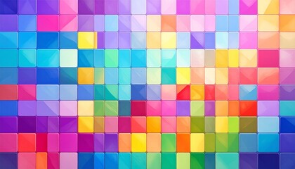 Abstract mosaic pattern with colorful geometric squares and cubes