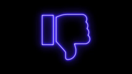 Glowing neon line hand dislike icon and down like video animation. Social media feedback icon. Animated neon thumb down sign icon animation. neon social media dislike button symbol. - Powered by Adobe