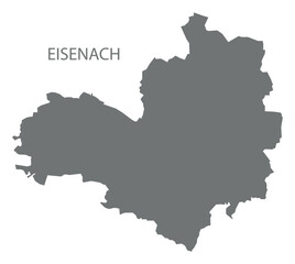 Eisenach city map with boroughs grey illustration silhouette shape