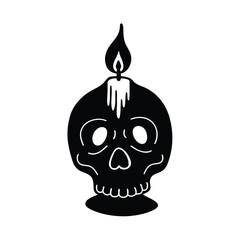 Candle Lit Skull Icon with Shadows