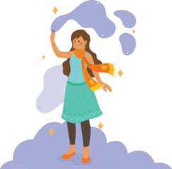 Woman Holding Colorful Swirls