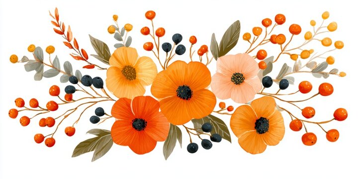 Autumn floral  on white background 168