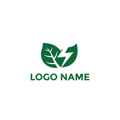 Vector art of green leaf with lightning bolt logo