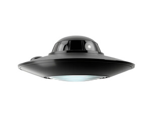 Flying saucer with light beam isolated on a transparent background alien spacecraft