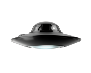 Flying saucer with light beam isolated on a transparent background alien spacecraft