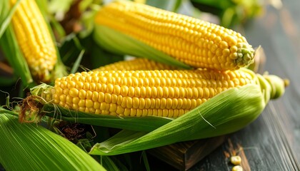 Freshly Harvested Yellow Corn on the Cob.