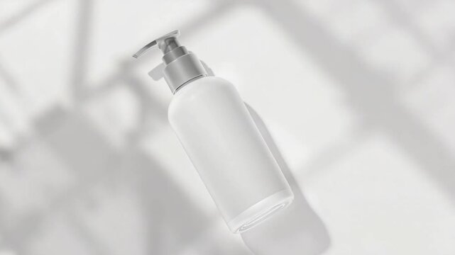 Blank white plastic bottle with silver pump dispenser mockup